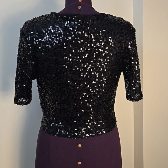 Material Girl Black Sequin Crop Blouse - Picture 4 of 8